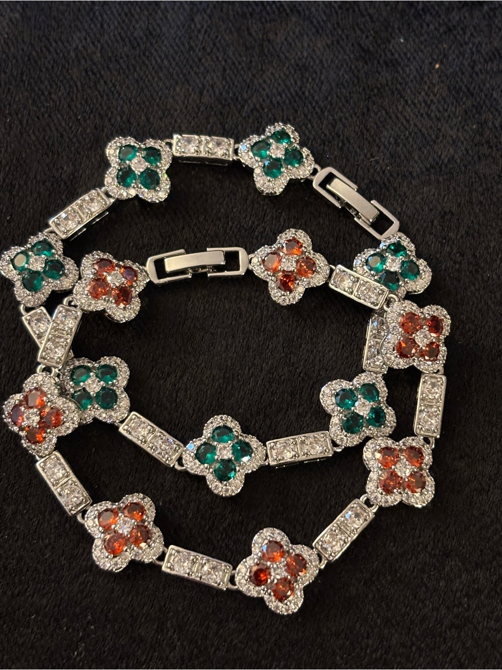 2 4.3mm Silver Tone Clover Station Link Bracelets 8in. - Picture 7 of 17